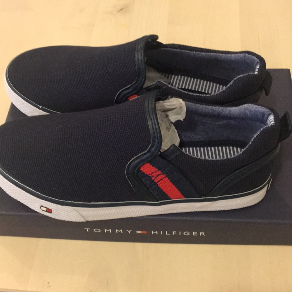 Brand New Tommy Hilfiger Navy Boys Size 12 slip-on